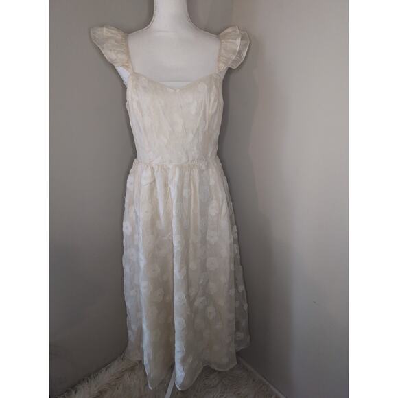 In February Dresses & Skirts - In February ivory retro floral flower boho feminine dress LG